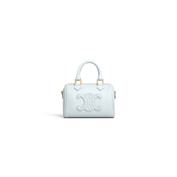 Light Blue CELINE Small Boston Bag in Smooth Calfskin