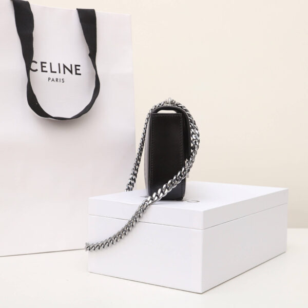 Black CELINE CLAUDE shiny cowhide leather chain shoulder bag - Image 3