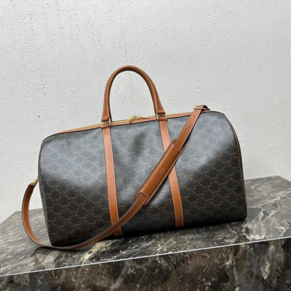 CELINE Large Travel Bag in Logo Print and Calfskin - Image 4