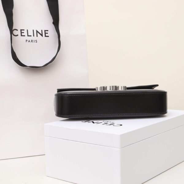 Black CELINE CLAUDE shiny cowhide leather chain shoulder bag - Image 6
