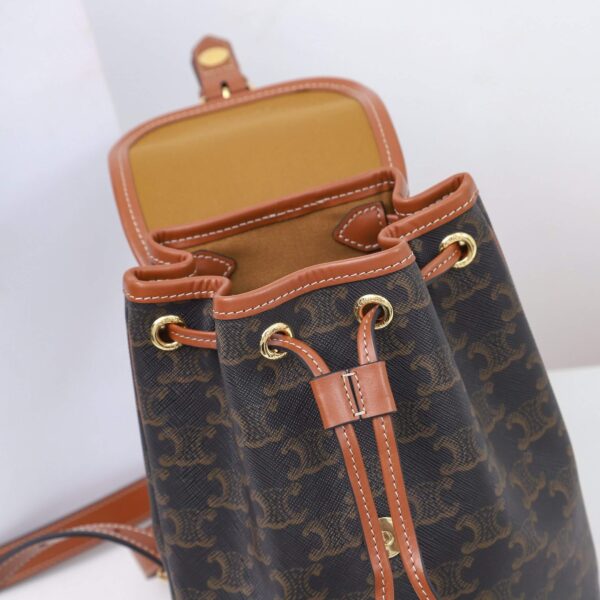 CELINE FOLCO Logo Print Calfskin Mini Backpack - Image 7