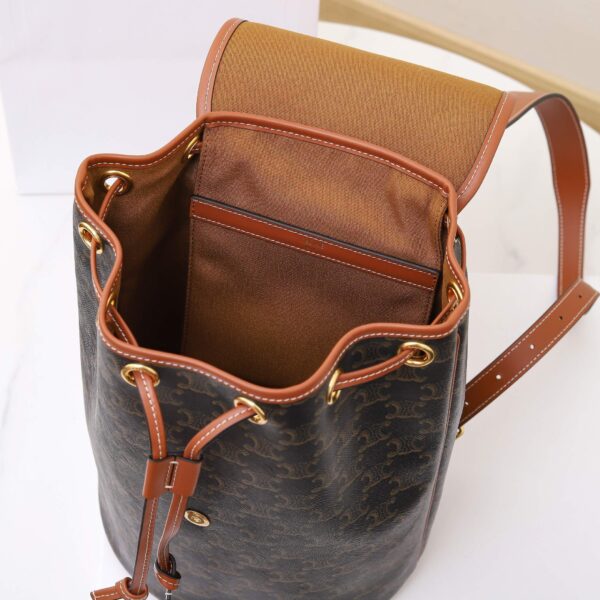 CELINE FOLCO Logo Print Calfskin Medium Backpack - Image 8